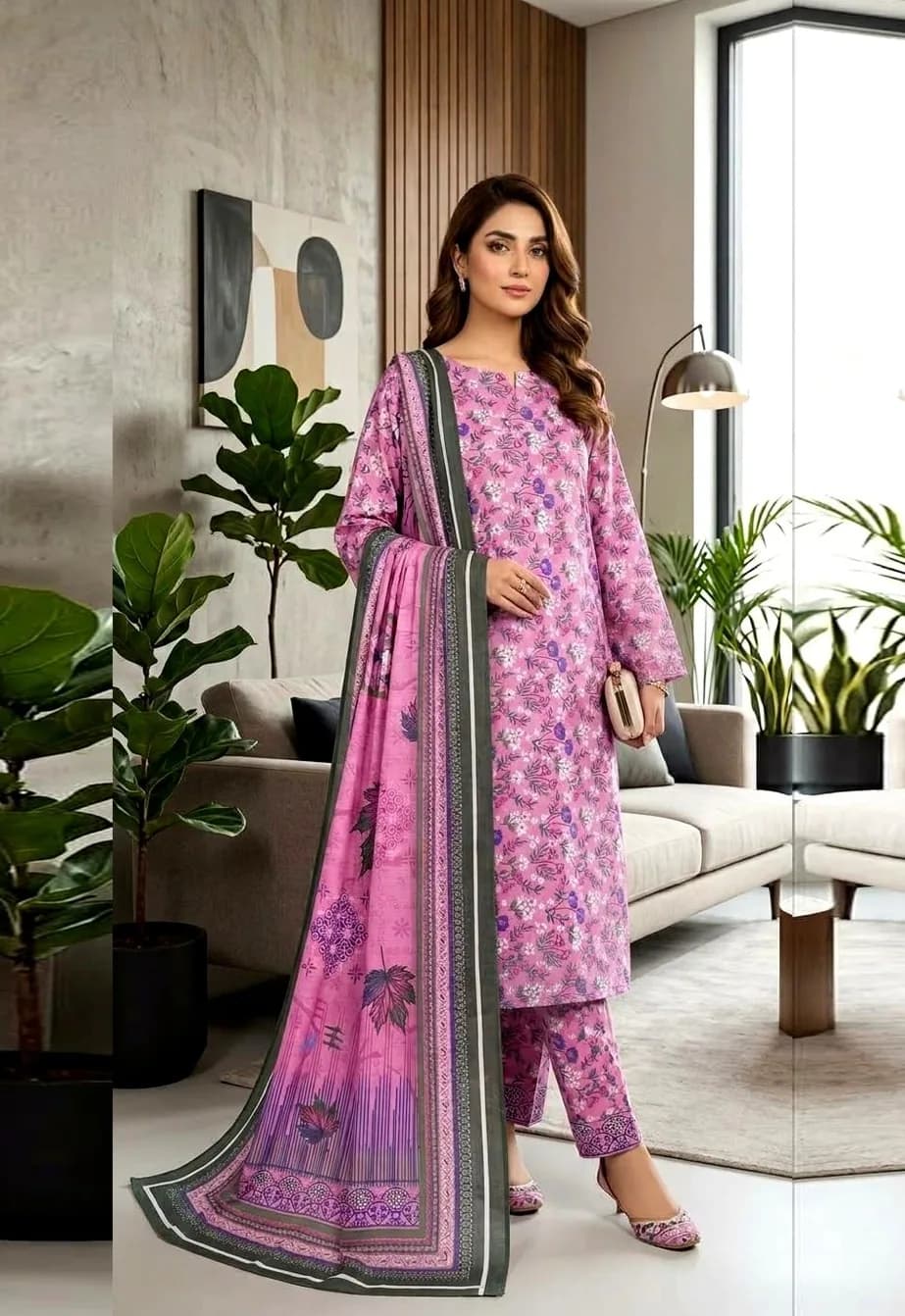 Gulaab — unstitched three-piece in khaddar