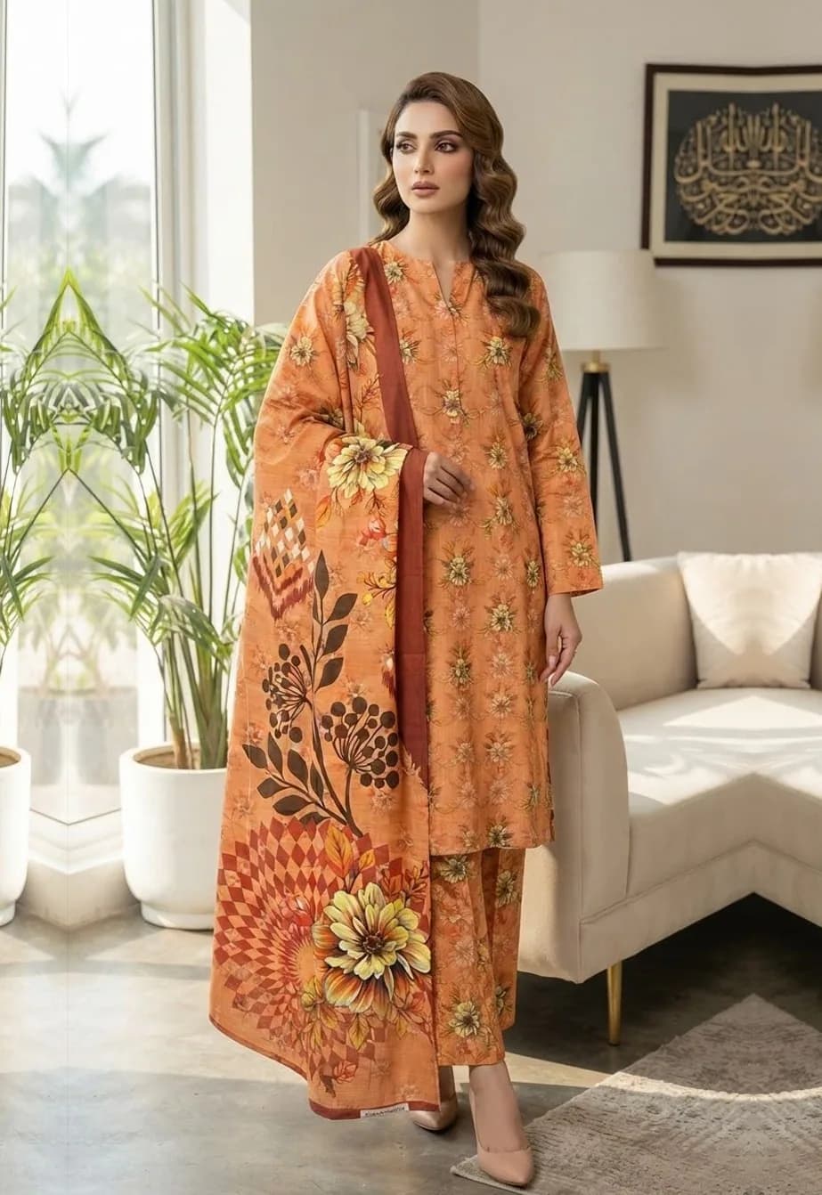 Narangi — unstitched three-piece in khaddar