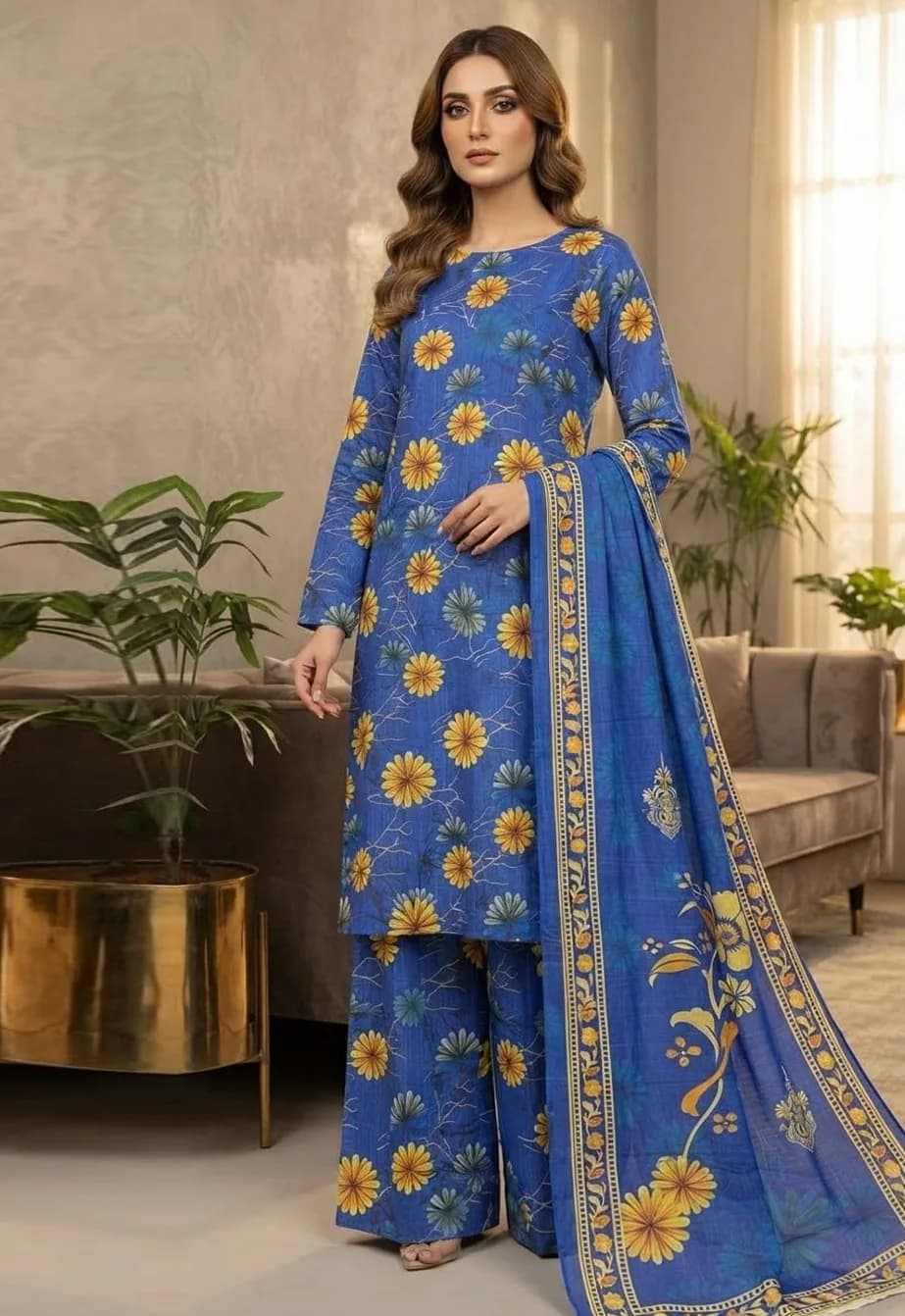 Neelam — unstitched three-piece in khaddar