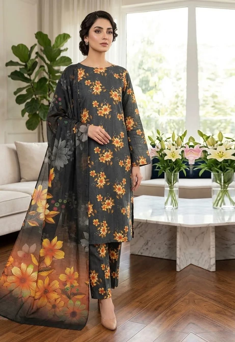 Shab — unstitched three-piece in khaddar