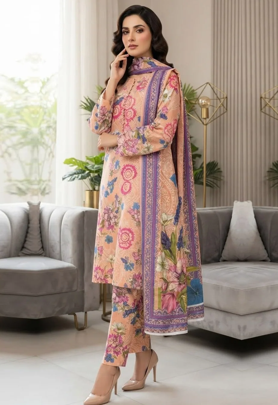 Shabnam — unstitched three-piece in khaddar