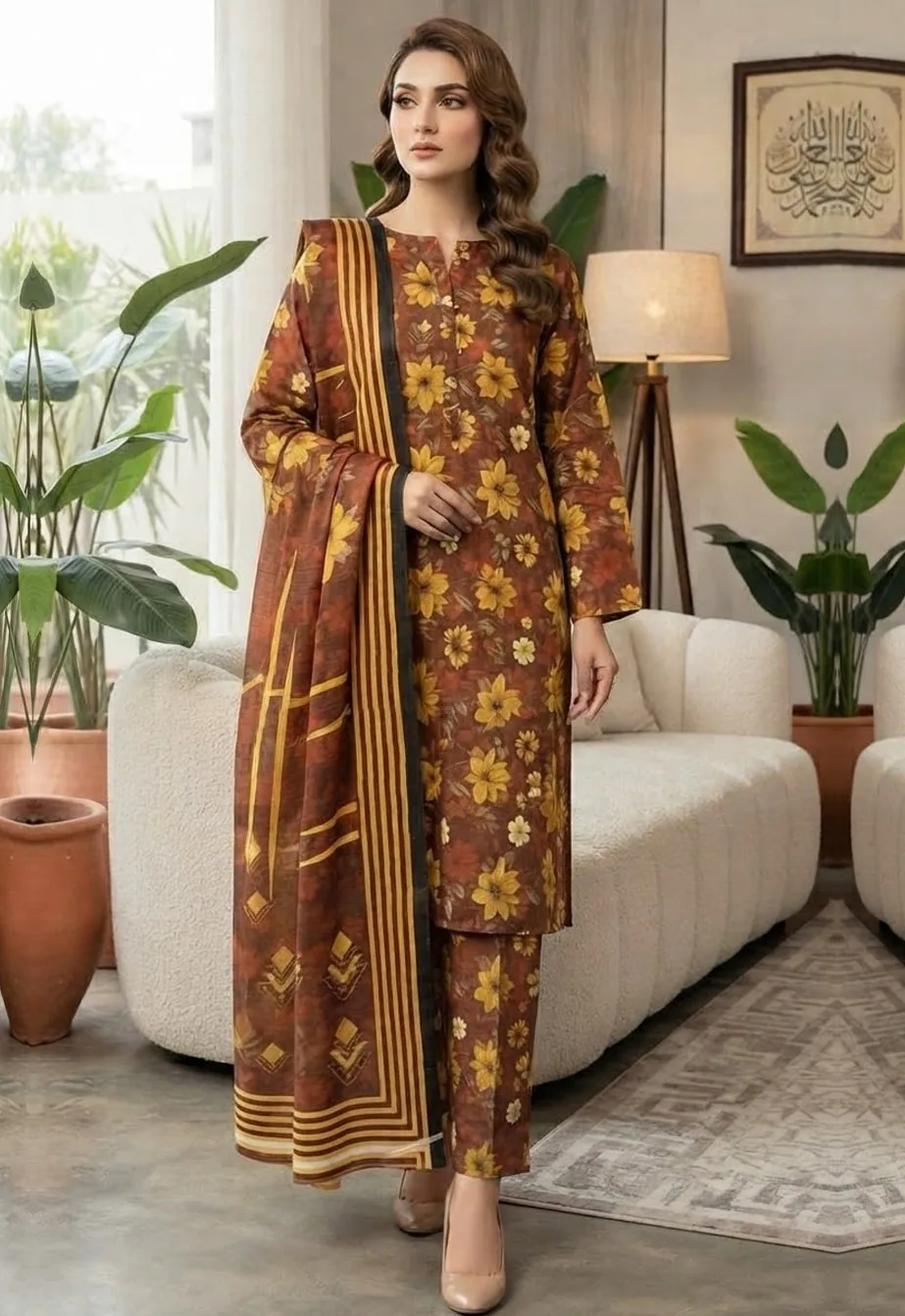 Taanba — unstitched three-piece in khaddar